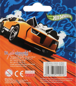 BAMBINO® Hot Wheels ,kredki 12 kolorów,tył