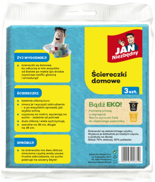 JAN NIEZBĘDNY ,ściereczki domowe do kurzu,tył