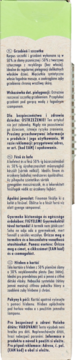 Tył opakowania szczotki i grzebienia dla niemowląt z bio-tworzywa, z polskim opisem produktu i użycia.