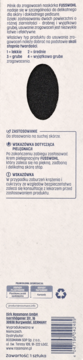 Tył beżowego opakowania pilnika Fusswohl do stóp, z opisem, kodem kreskowym i owalnym zdjęciem ziarnistości.