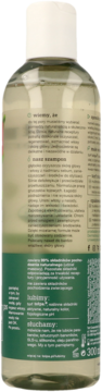Tył butelki szamponu micelarnego Tołpa, przezroczysta butelka z zielono-białą etykietą i polskim tekstem.