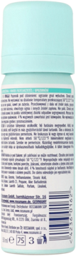 Tył jasnoniebieskiej pianki do golenia Isana Sensitive 50ml dla skóry wrażliwej, z kodem kreskowym.