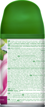 Tył odświeżacza Air Wick Freshmatic, zielona nakładka, etykieta z polskim tekstem, widoczne różowo-białe kwiaty.
