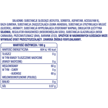 WRIGLEY'S ORBIT White Spearmint,guma do żucia, w drażetkach, o smaku miętowym, bez cukru,tył