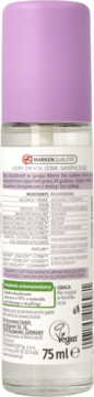 Alterra dezodorant Jojoba & Szałwia BIO 75ml, tył opakowania. Widoczne składniki i znak Vegan.