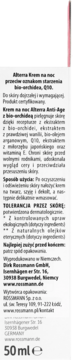 Biała etykieta Alterra Krem Anti-Age na noc z bio-orchideą Q10 50ml, widok boczny z czytelnym tekstem.