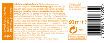 Tył Ziaja Activ antyperspirantu w kremie 60ml, pomarańczowy bok o dwukierunkowym działaniu, skład, kod.