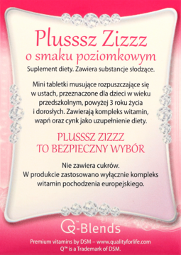 PLUSSSZ ZIZZZ Disney ,suplement diety w postaci musujących tabletek o smaku poziomkowym,tył