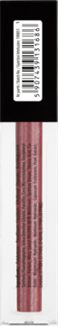Błyszczyk do ust WIBO Spicy 01, brązowo-czerwony. Widok z boku opakowania z kodem kreskowym i tekstem ze składem.