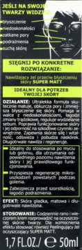 Czarno-żółta etykieta żelu Bielenda Super Matt dla mężczyzn, opisująca matujące i nawilżające działanie.