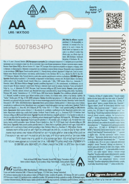 DURACELL ,baterie alkaliczne 1,5V AA LR6 / MX1500,tył