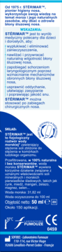 Stérimar higieniczny spray do nosa, niebiesko-biała etykieta z tekstem, objętość 50 ml, widok z przodu.