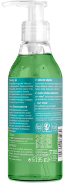 Tył zielonej butelki Tołpa z pompką, 195ml, dermokosmetyk oczyszczający z torfem tołpa i mirtem cytrynowym.