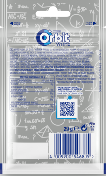 WRIGLEY'S ORBIT White Freshmint,guma do żucia, w drażetkach, o smaku miętowym, bez cukru,tył