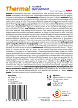 Tył opakowania Apap Thermal plaster rozgrzewający, biały, z czerwonym logo '8 godzin ciepła' i kodem kreskowym.