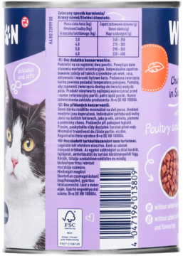 WINSTON Chunks in Sauce ,karma pełnoporcjowa mokra dla dorosłych kotów, z wątróbką i drobiem,tył