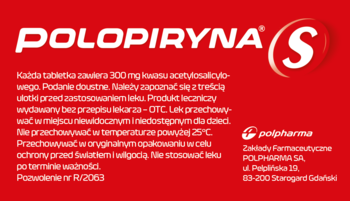 POLOPIRYNA S ,tabletki, 300 mg, przeciwbólowy, przeciwgorączkowy, przeciwzapalny,tył