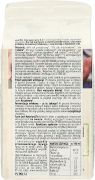 Tył opakowania Bio soku warzywnego, z widoczną szczegółową etykietą, tekstem opisowym i tabelą wartości odżywczych.