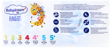BABYDREAM Fun&Fit ,pieluchy, 3 Midi, 5-9 kg,tył