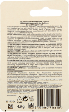 NEUTROGENA Formuła Norweska ,odżywczy sztyft do ust z maliną nordycką,tył