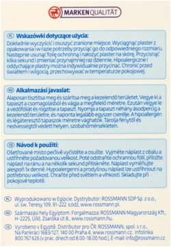 Tył opakowania Altapharma plastrów, wyrób medyczny z instrukcjami użycia i danymi Rossmanna.