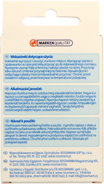 Tył opakowania plastrów altapharma Sensitive, beżowy, z instrukcjami użycia w wielu językach.