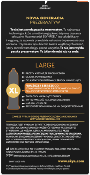 SKYN Large ,prezerwatywy, nielateksowe,tył
