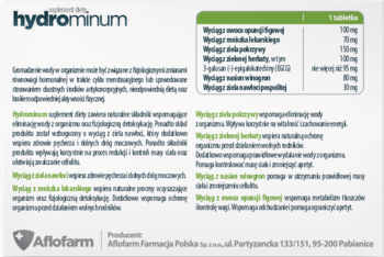HYDROMINUM ,tabletki, usuwające nadmiar wody z organizmu, suplement diety,tył