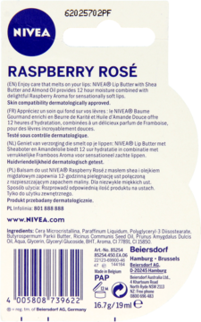 NIVEA ,balsam do ust, Raspberry Rose,tył