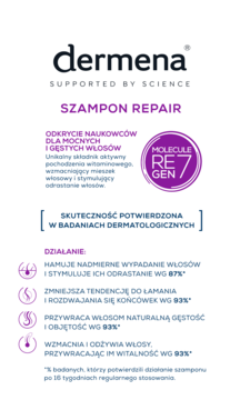 DERMENA Repair ,szampon do włosów suchych i zniszczonych, nadmiernie wypadających,tył