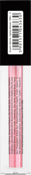 Pionowy różowy błyszczyk do ust z kwasem hialuronowym, widok tyłu z kodem kreskowym. Opis XXL objętości.
