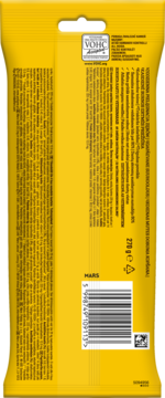 Tył żółtego opakowania PEDIGREE DENTASTIX Daily Oral Care 270g, z detalami tekstu, kodem kreskowym i logo VOHC.