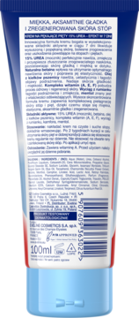 Tył tuby kremu Eveline 15% Urea na pękające pięty, z czytelnym składem i opisem w języku polskim.