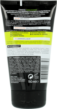 L'ORÉAL PARIS MEN EXPERT ,żel do mycia twarzy, oczyszczający węgiel,tył