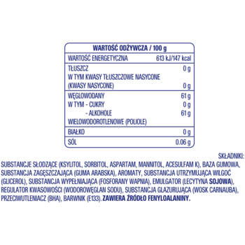 WRIGLEY'S ORBIT White Freshmint,guma do żucia, w drażetkach, o smaku miętowym, bez cukru,tył