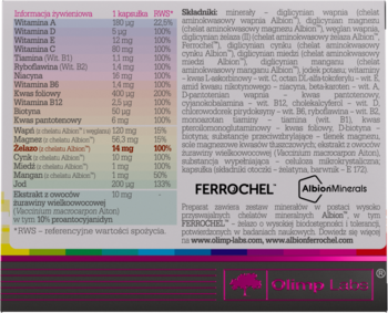 OLIMP LABS Vita-min Plus Mama,kapsułki dla kobiet planujących ciąże, w ciąży i w trakcie laktacji, suplement diety,tył