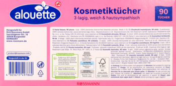 ALOUETTE ,chusteczki kosmetyczne, 3-warstwowe,tył