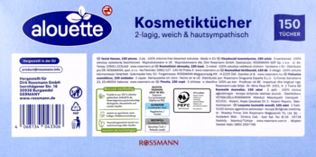 ALOUETTE ,chusteczki kosmetyczne, 2-warstwowe,tył