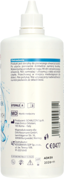 Tył białej butelki płynu BestView All-in-One do soczewek kontaktowych, z instrukcjami i danymi producenta.