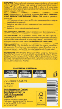 Tył czarnego opakowania ISANA Q10 Przeciwzmarszczkowe kapsułki pielęgnacyjne, z pełnym opisem, składem i kodem kreskowym.