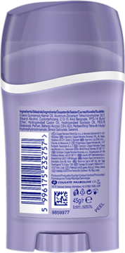 Tył fioletowego antyperspirantu Lady Speed Stick Orchard Blossom, widoczna lista składników i kod kreskowy.