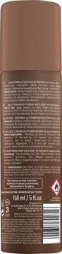 Tył brązowej puszki samoopalającego musu do twarzy i ciała, z opisem produktu i kodem kreskowym.