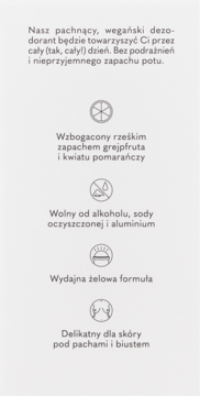 YOUR KAYA ,dezodorant w sztyfcie, pod pachy i biust, Rześki grejpfrut i Kwiat pomarańczy,tył