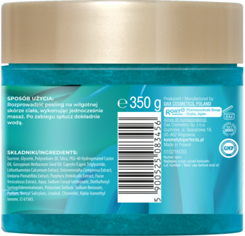PERFECTA ,peeling do ciała, cukrowy, ujędrniająco-odżywczy, Algi Morskie,tył