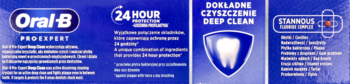 Przednia strona opakowania pasty Oral-B Pro Expert Deep Clean, niebieskie pudełko z białym logo i tekstem.