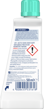 Tył białej butelki Dr. Beckmann Precyzyjny Odplamiacz 50ml, z etykietą, składem i ostrzeżeniem.