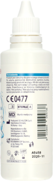 Tył białej butelki płynu BestView All-in-One do soczewek kontaktowych, z polskim opisem i kodem kreskowym.