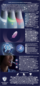 Oral-B iO szczoteczka elektryczna z czujnikiem nacisku (zielone/czerwone światło) i trybami czyszczenia dla komfortu.