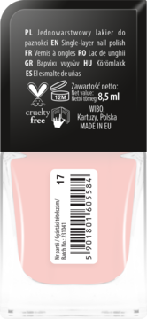WIBO 1 Coat Manicure ,lakier do paznokci, jednowarstwowy, nr 17,tył