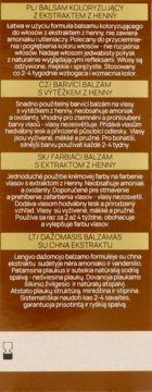 Panel z tyłu opakowania Balsamu Koloryzującego Henna Color, brązowy, z opisem produktu w 4 językach.